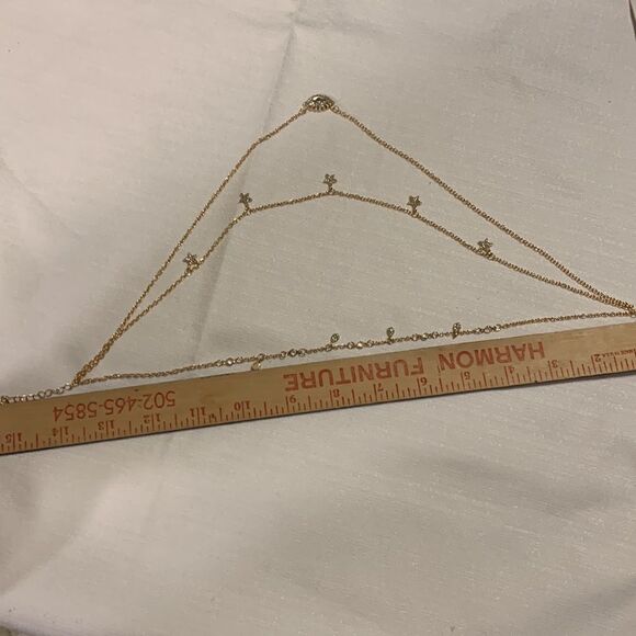 BoHo layered Crystal pendant goldtone choker - Picture 7 of 8